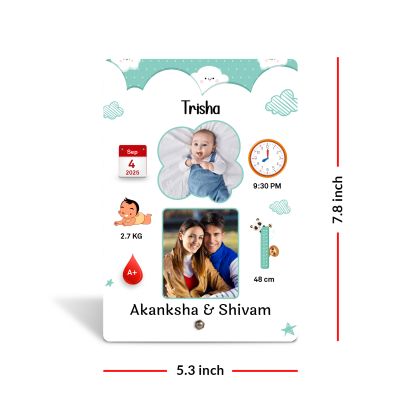 Personalized New Born Baby Acrylic Photo Frame 1st Year Birthday Gift For Baby Bedroom Decor Photo Frame Congratulations Gift For New Parents Gift For New Born Baby